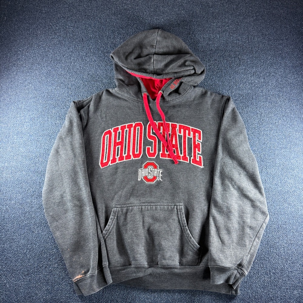 Ohio State Buckeyes Varsity Authentic Apparel Hoodie Gray Red XL NCAA Football
